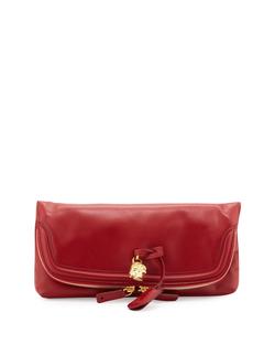 Leather clutch with zipper